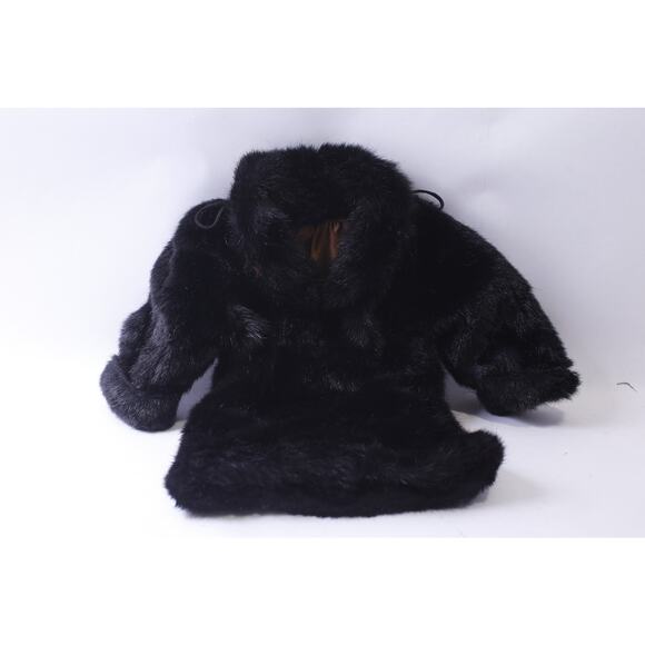 Carousel by Guy, Black Doll Coat, Faux Mink Fur, Doll Fashion, Toy Accessory - Picture 1 of 5